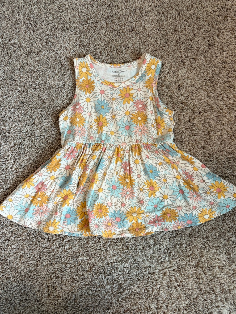 Angel Dear Daisy Floral Tank Dress in Yellow, Blue & Pink